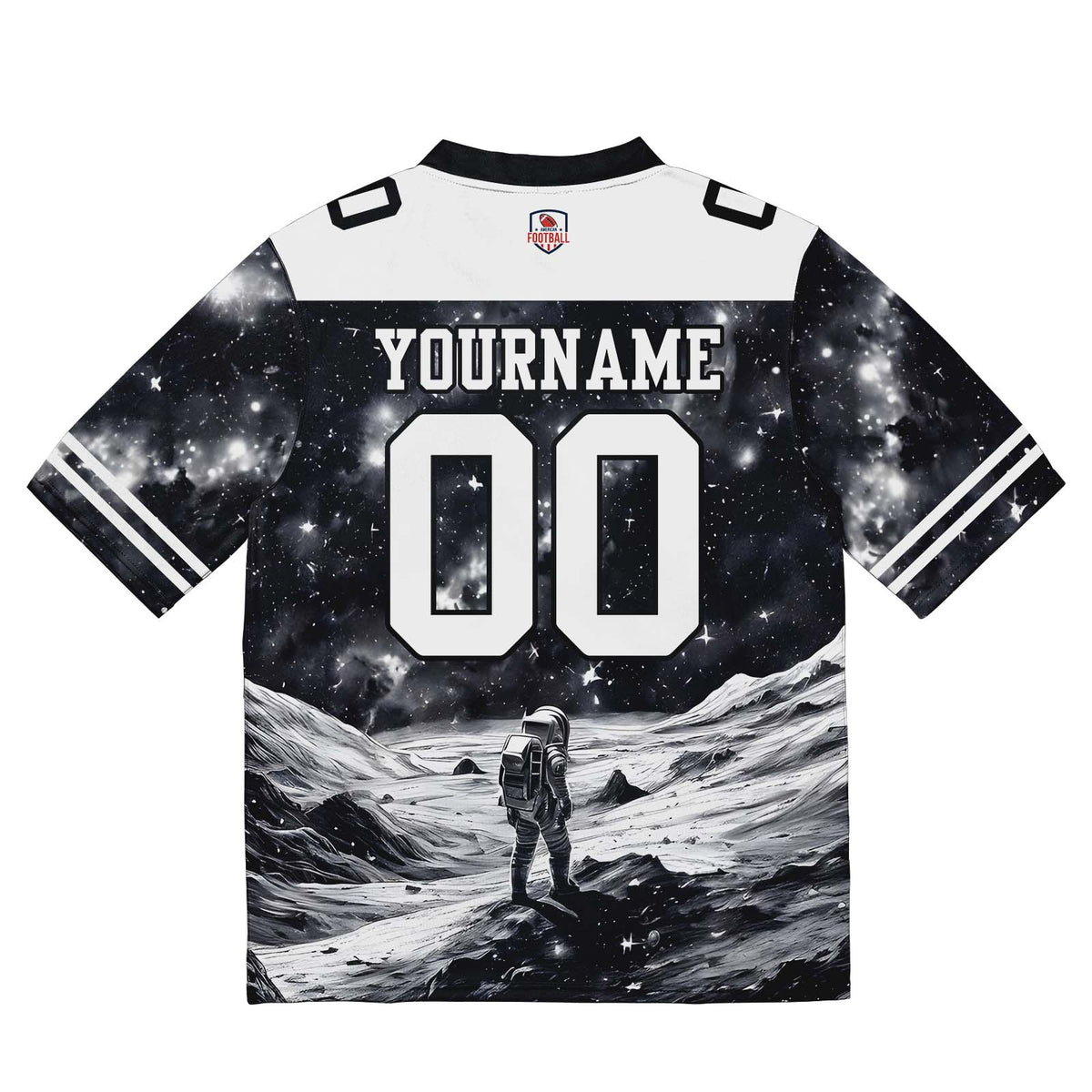 Camiseta de fútbol personalizada con nombre y número del equipo impresos y bordados-en blanco y negro