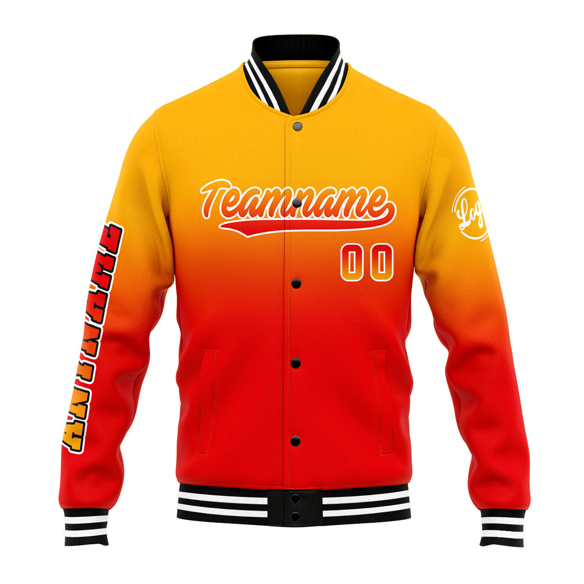 Chaqueta universitaria personalizada estilo Letterman para hombres-mujeres y jóvenes-color naranja claro y rojo