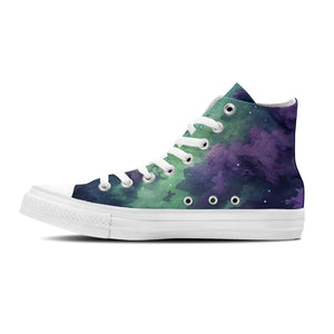 Galactic Allure: Zapatillas de lona de media caña para hombre y mujer -Explora el cosmos con la elegancia del cielo nocturno