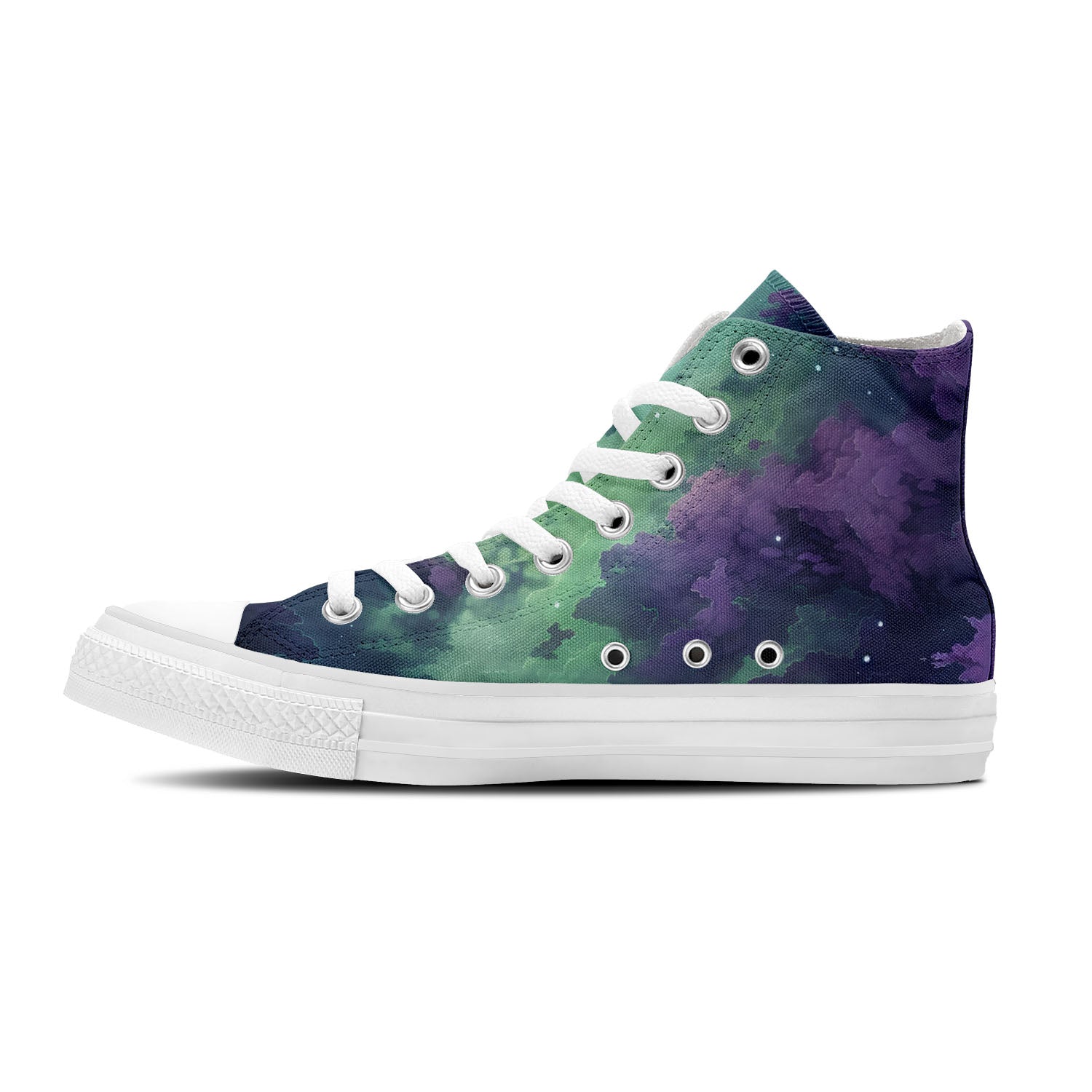 Galactic Allure: Zapatillas de lona de media caña para hombre y mujer -Explora el cosmos con la elegancia del cielo nocturno