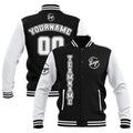Chaquetas universitarias impermeables personalizadas en blanco y negro con nombre-número y logotipo bordados a medida