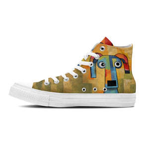 Gatitos Artísticos: Zapatillas de lona de media caña para hombre y mujer -Eleva tu estilo con estas zapatillas de lona de caña media que presentan la encantadora alegría del arte felino