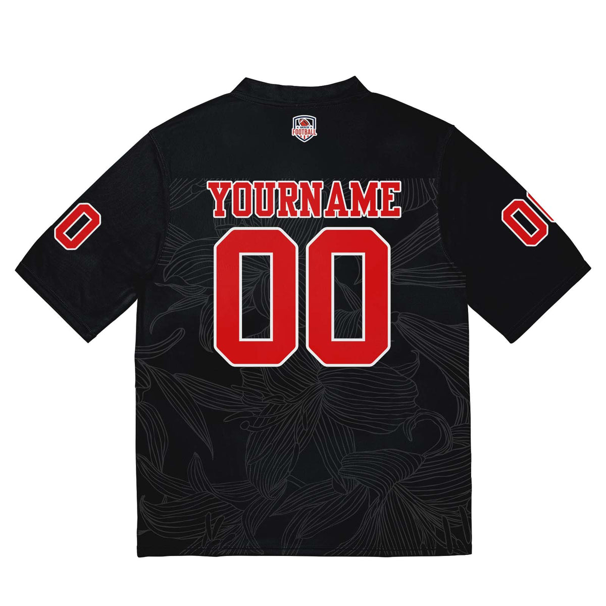 Camiseta de fútbol personalizada con nombre y número del equipo impresos y bordados-color negro y rojo