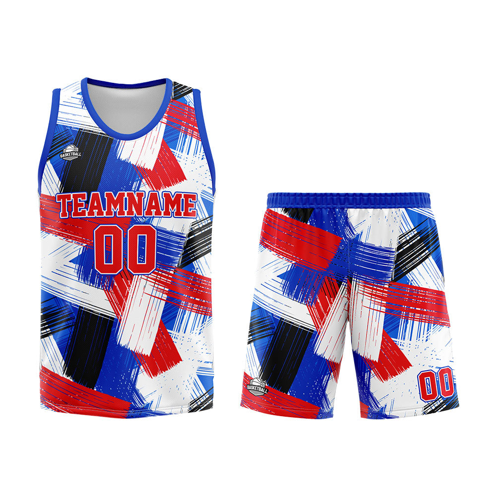 Uniforme de baloncesto personalizado en rojo real con su logotipo-nombre y número impresos