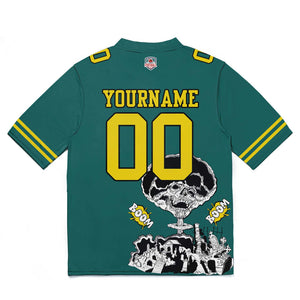 Camiseta de fútbol personalizada con nombre y número del equipo impresos y bordados-color verde