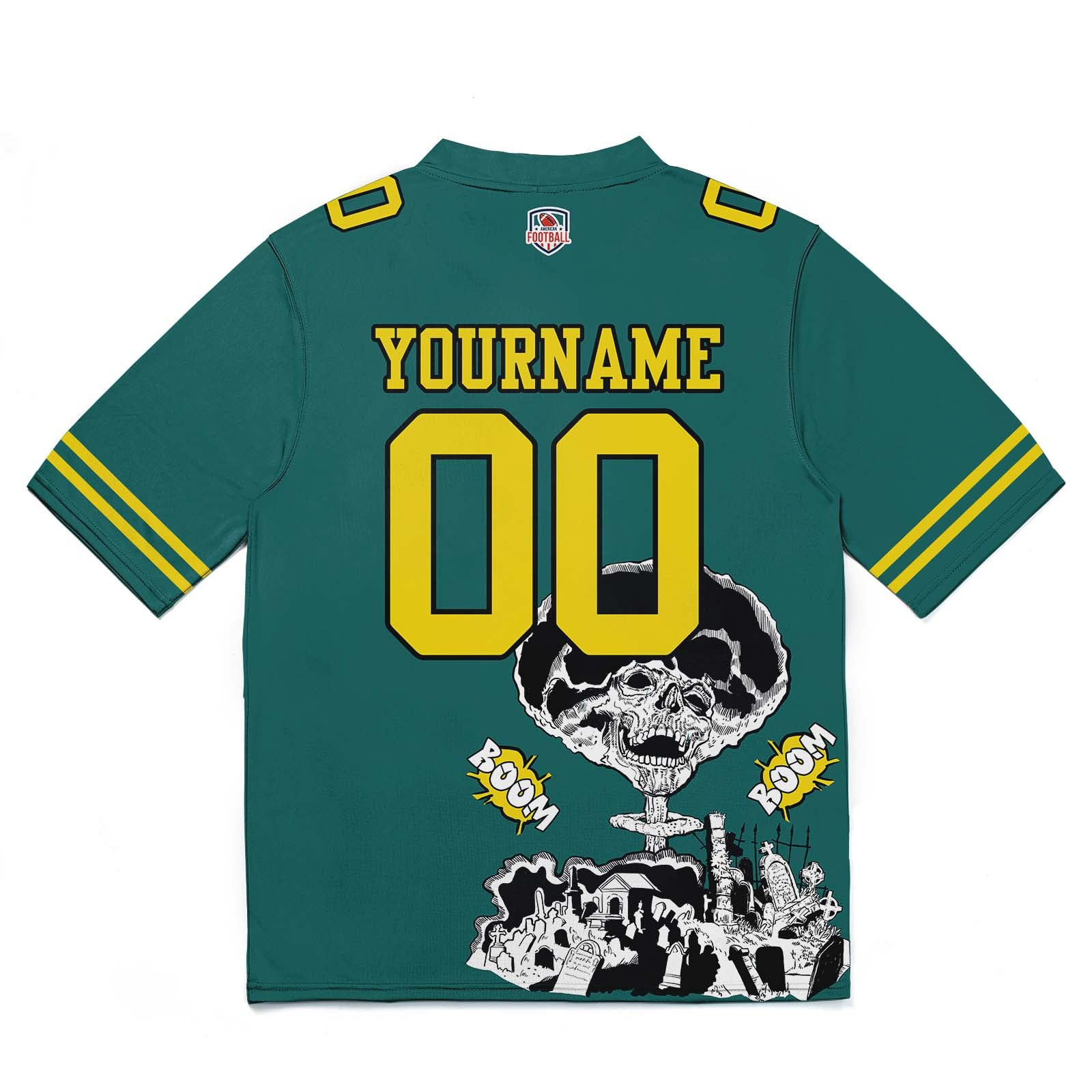 Camiseta de fútbol personalizada con nombre y número del equipo impresos y bordados-color verde