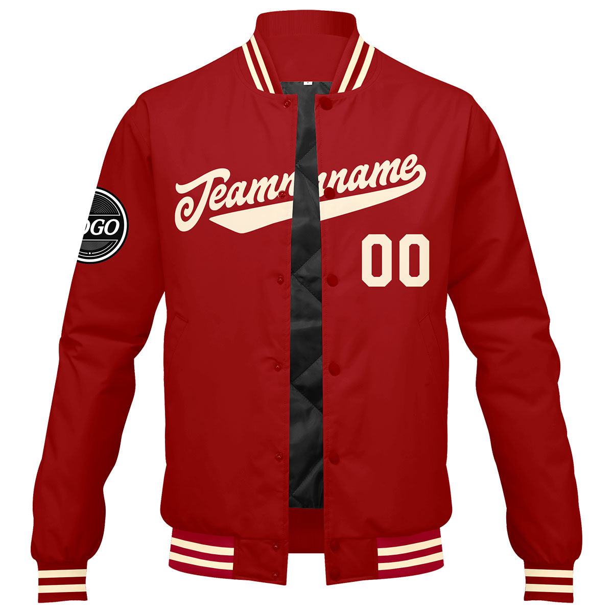 Chaqueta universitaria personalizada estilo Letterman para hombres-mujeres y jóvenes-color rojo crema