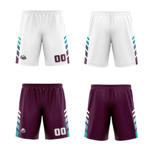 Traje de baloncesto reversible personalizado blanco granate y verde azulado para adultos y niños