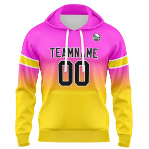 Sudadera con capucha degradada personalizada para hombre-mujer-niña o niño Imprime tu logotipo-nombre o número Rosa y amarillo