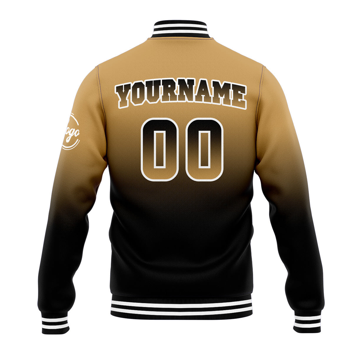 Chaqueta universitaria personalizada estilo Letterman para hombres-mujeres y jóvenes-color dorado y negro