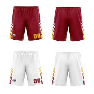 Traje de baloncesto reversible personalizado en burdeos-blanco y amarillo para adultos y niños