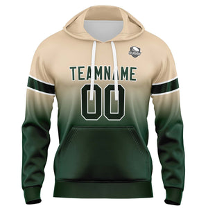 Sudadera con capucha personalizada con degradado para hombre-mujer-niña o niño Estampa tu logotipo-nombre o número Color caqui y verde oscuro