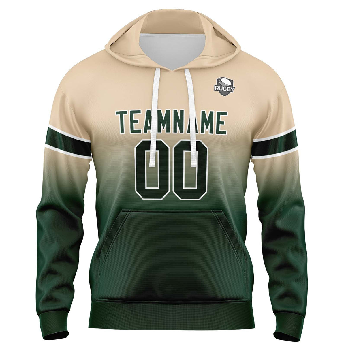 Sudadera con capucha personalizada con degradado para hombre-mujer-niña o niño Estampa tu logotipo-nombre o número Color caqui y verde oscuro