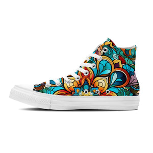 Pasos hacia un oasis exuberante: Un viaje a través de la belleza de Marruecos con zapatillas de lona de media caña-inspiradas en el color azul