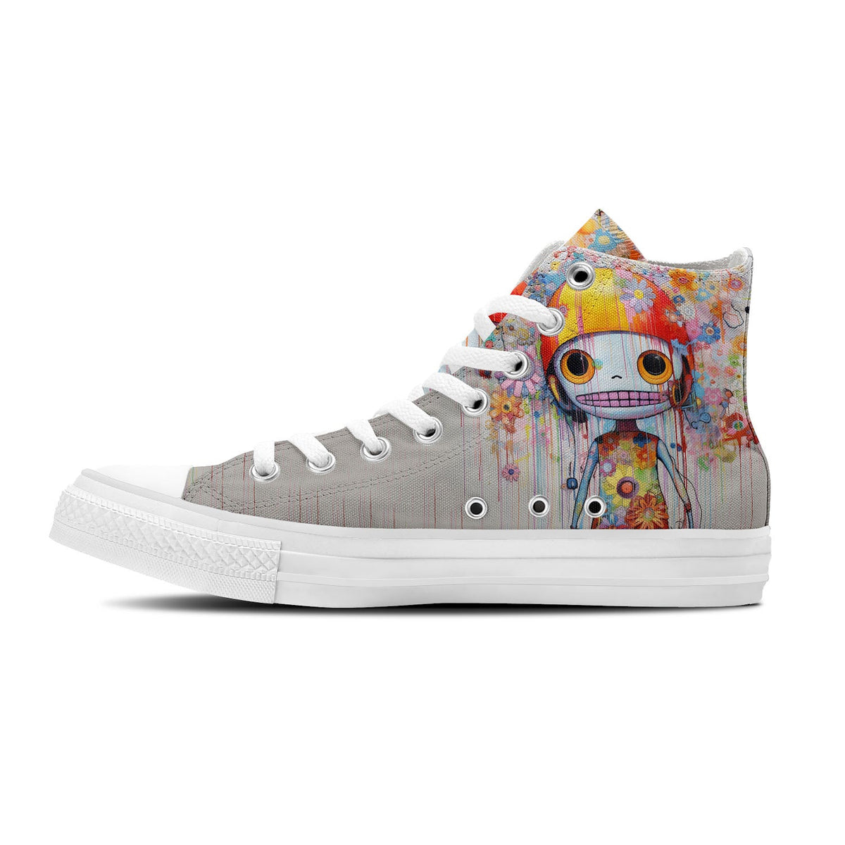 Skelete Harmony: Zapatillas unisex de media caña de lona -Adéntrate en un mundo de estilo Sketch con cautivadores estampados de esqueletos para hombre y mujer
