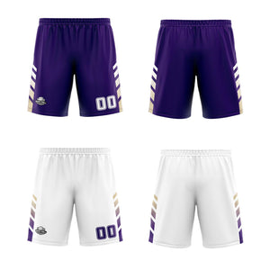 Traje de baloncesto reversible personalizado morado-blanco y crema para adultos y niños