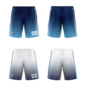 Traje de baloncesto reversible azul marino y blanco personalizado para adultos y niños