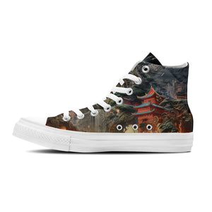 Senderos de pagodas majestuosas: explore paisajes atemporales con nuestras zapatillas de lona de inspiración china