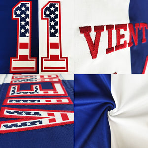 custom authentic football jersey white-navy-red mesh size 7x