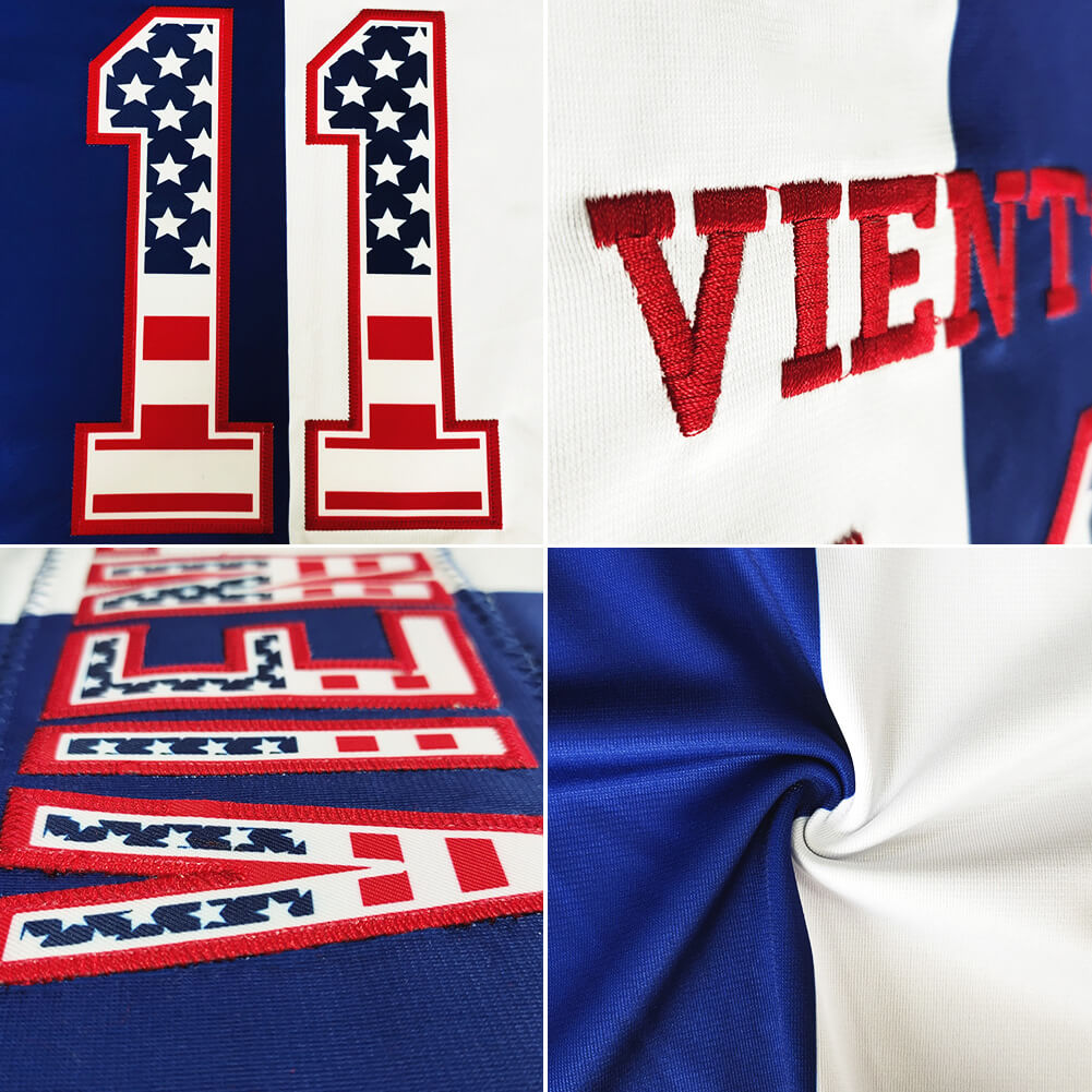 custom authentic football jersey white-navy-red mesh size 7x