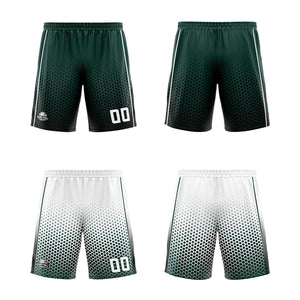 Traje de baloncesto reversible personalizado en verde oliva-blanco y negro para adultos y niños