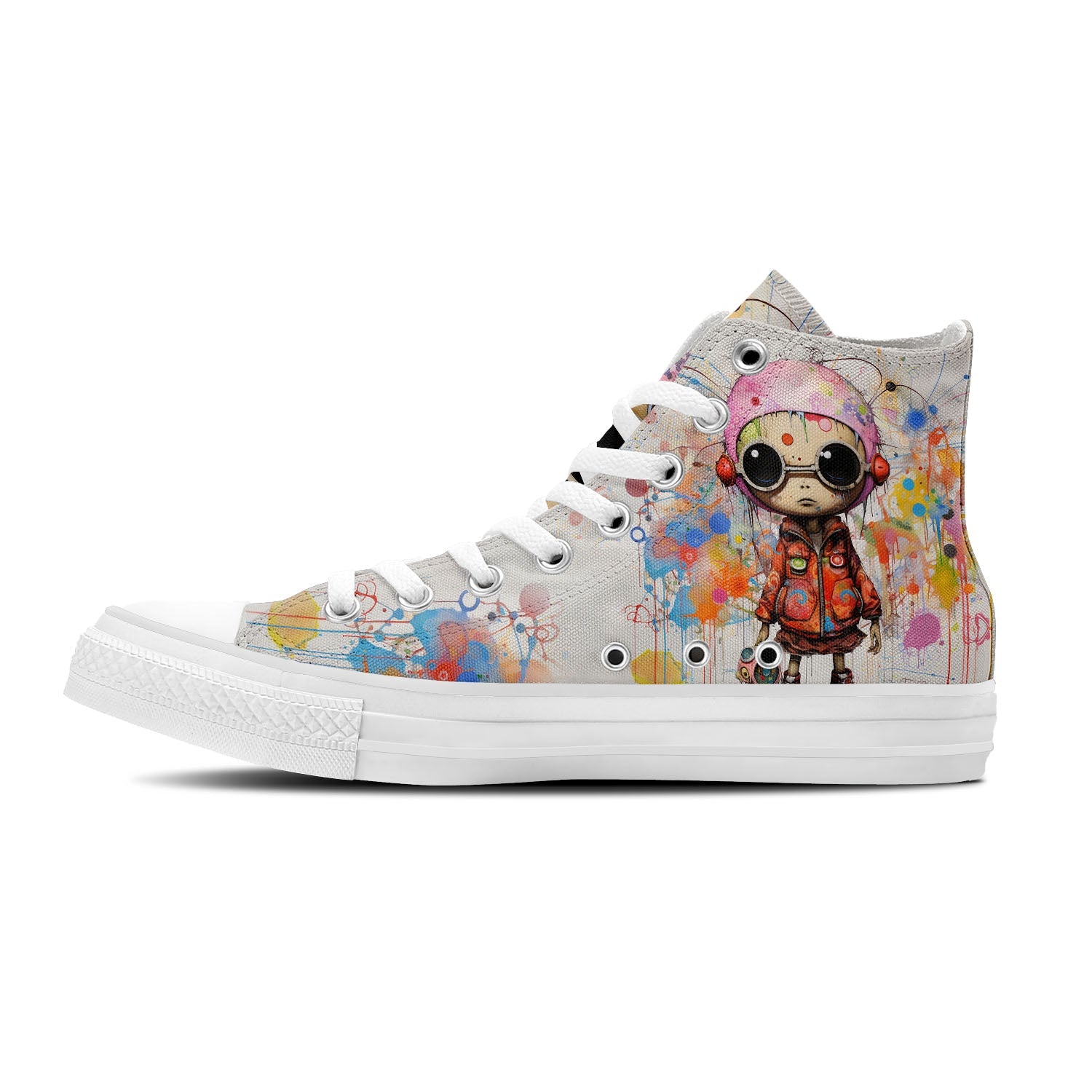 Dynamic Boy Sketch: Zapatillas unisex de lona de media caña -Adéntrate en una aventura de estilo Sketch con enérgicos estampados Boy para hombre y mujer
