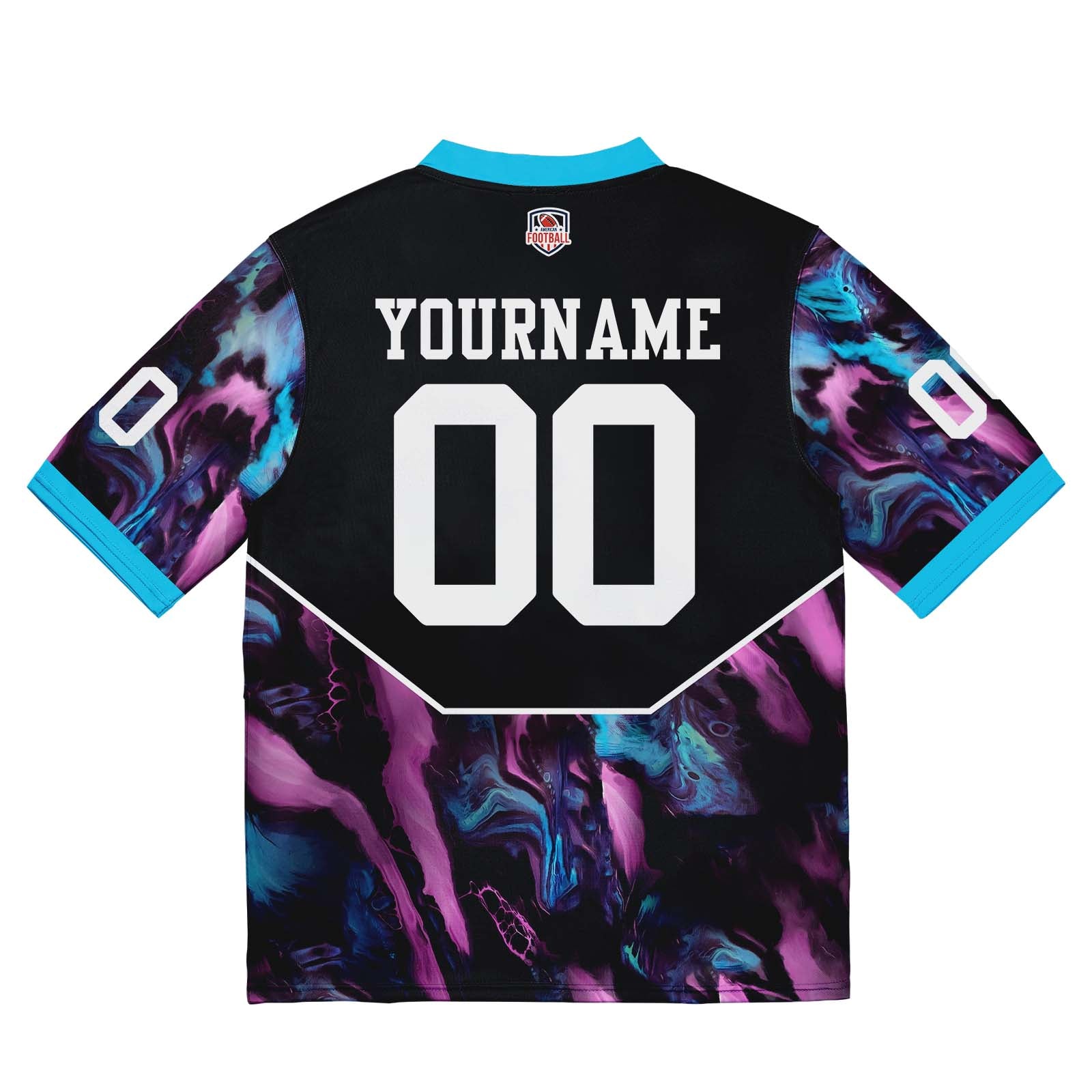 Camiseta de fútbol personalizada con nombre y número del equipo bordados-color negro y azul claro