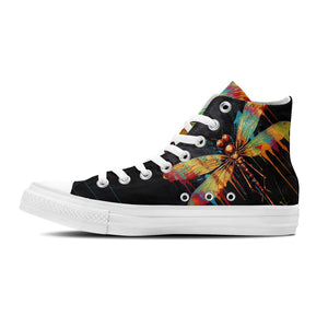 Creatividad líquida: eleva tu estilo con zapatillas de lona de media caña para hombre y mujer Diseños de libélulas con efecto de goteo que transforman cada paso