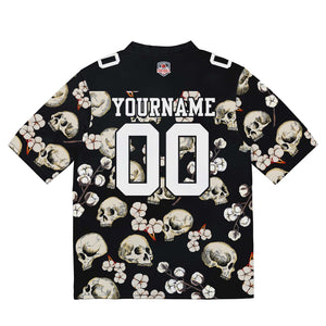 Camiseta de fútbol personalizada con nombre y número del equipo bordados y estampados en forma de calavera negra