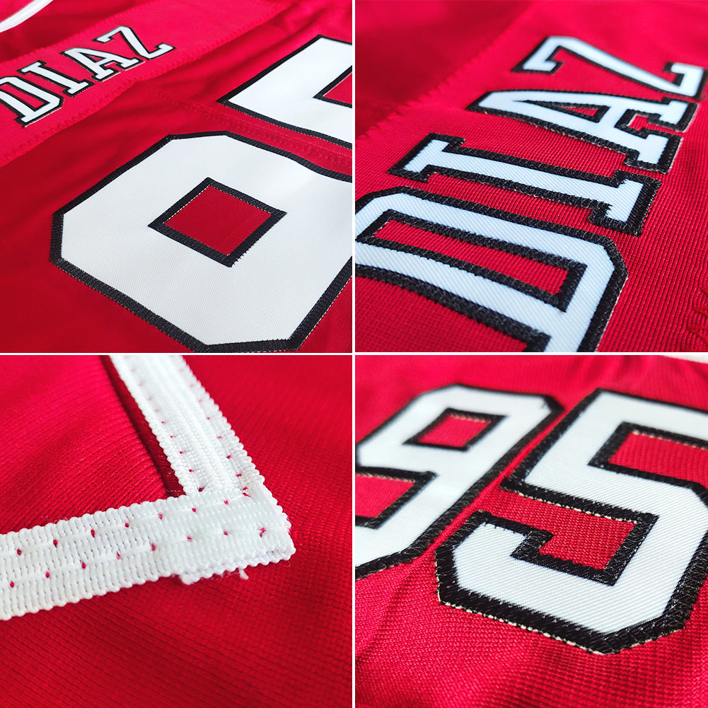 custom authentic football jersey red-white mesh