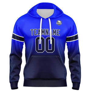 Sudadera con capucha degradada personalizada para hombre-mujer-niña o niño Imprime tu logotipo-nombre y número Azul marino y azul marino