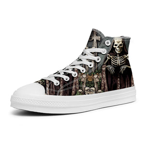 Resalta tu estilo con las zapatillas de lona de caña media Skeleton para hombre y mujer
