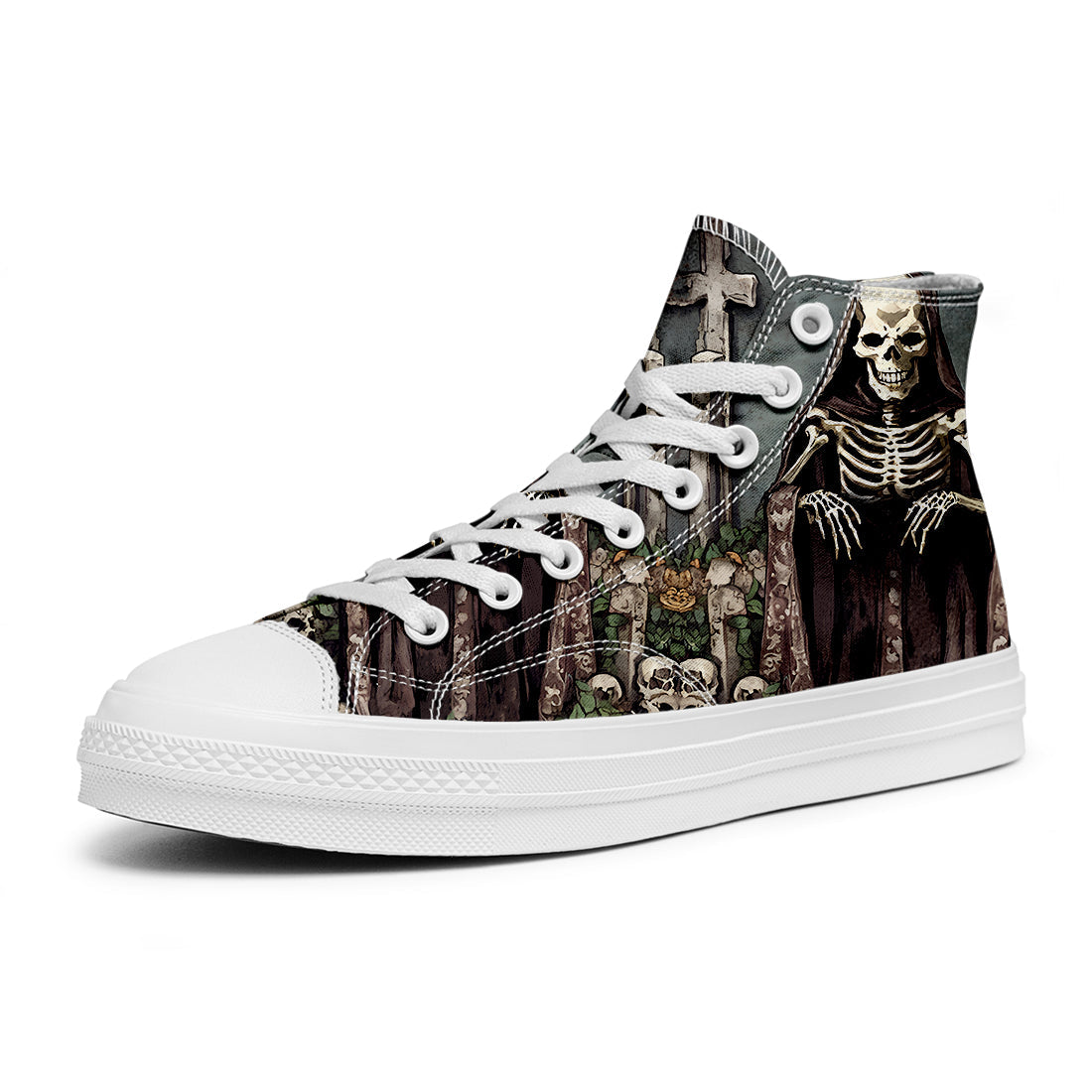 Resalta tu estilo con las zapatillas de lona de caña media Skeleton para hombre y mujer