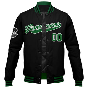 Chaqueta universitaria personalizada estilo Letterman para hombres-mujeres y jóvenes-color verde y negro
