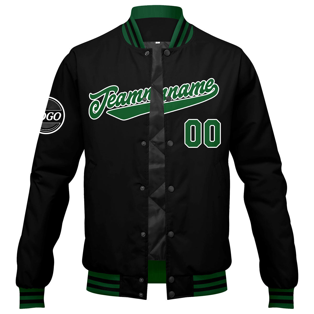 Chaqueta universitaria personalizada estilo Letterman para hombres-mujeres y jóvenes-color verde y negro