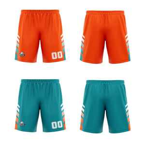 Traje de baloncesto reversible personalizado en naranja-turquesa y blanco para adultos y niños