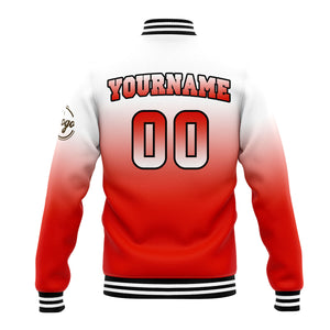 Chaqueta universitaria personalizada estilo Letterman para hombres-mujeres y jóvenes-color blanco y rojo