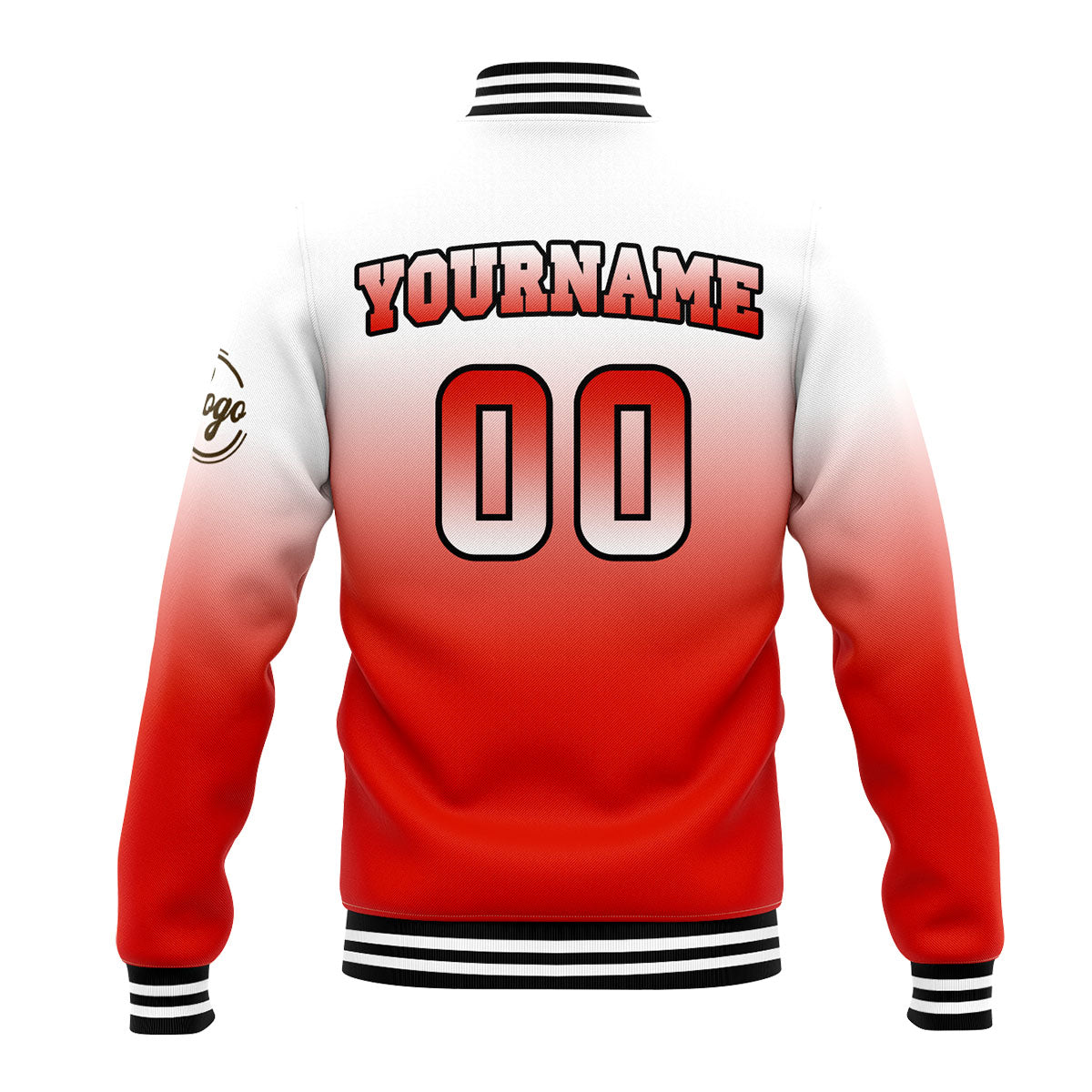 Chaqueta universitaria personalizada estilo Letterman para hombres-mujeres y jóvenes-color blanco y rojo