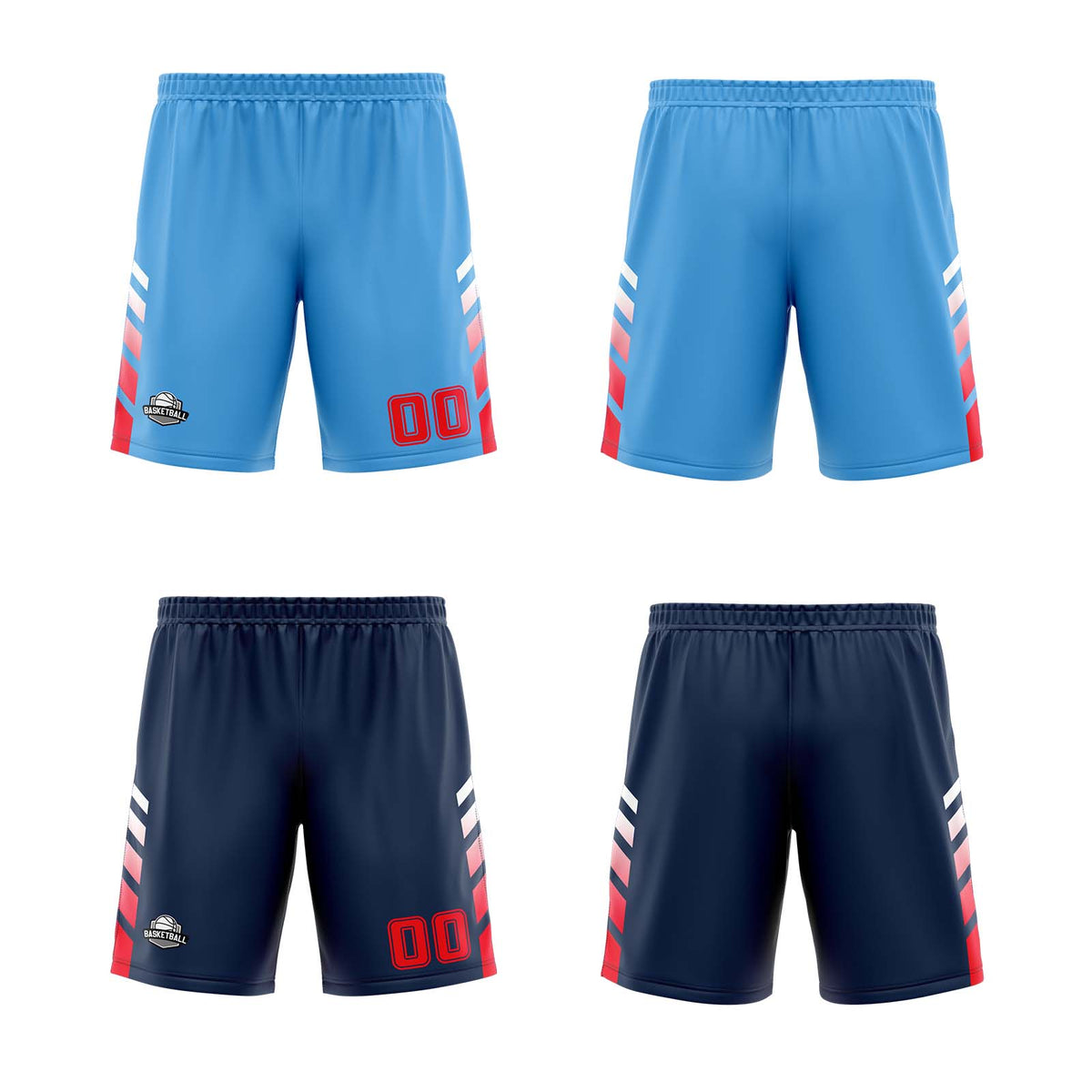 Traje de baloncesto reversible azul marino y rojo personalizado para adultos y niños