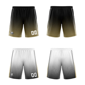 Traje de baloncesto reversible negro-dorado y blanco personalizado para adultos y niños