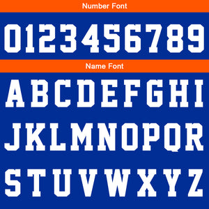 Uniforme de baloncesto personalizado en naranja real y blanco con tu logotipo-nombre y número impresos