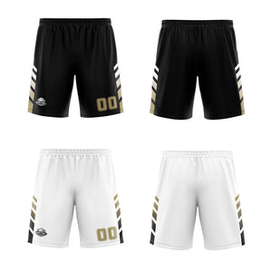 Traje de baloncesto reversible personalizado en negro-blanco y dorado para adultos y niños