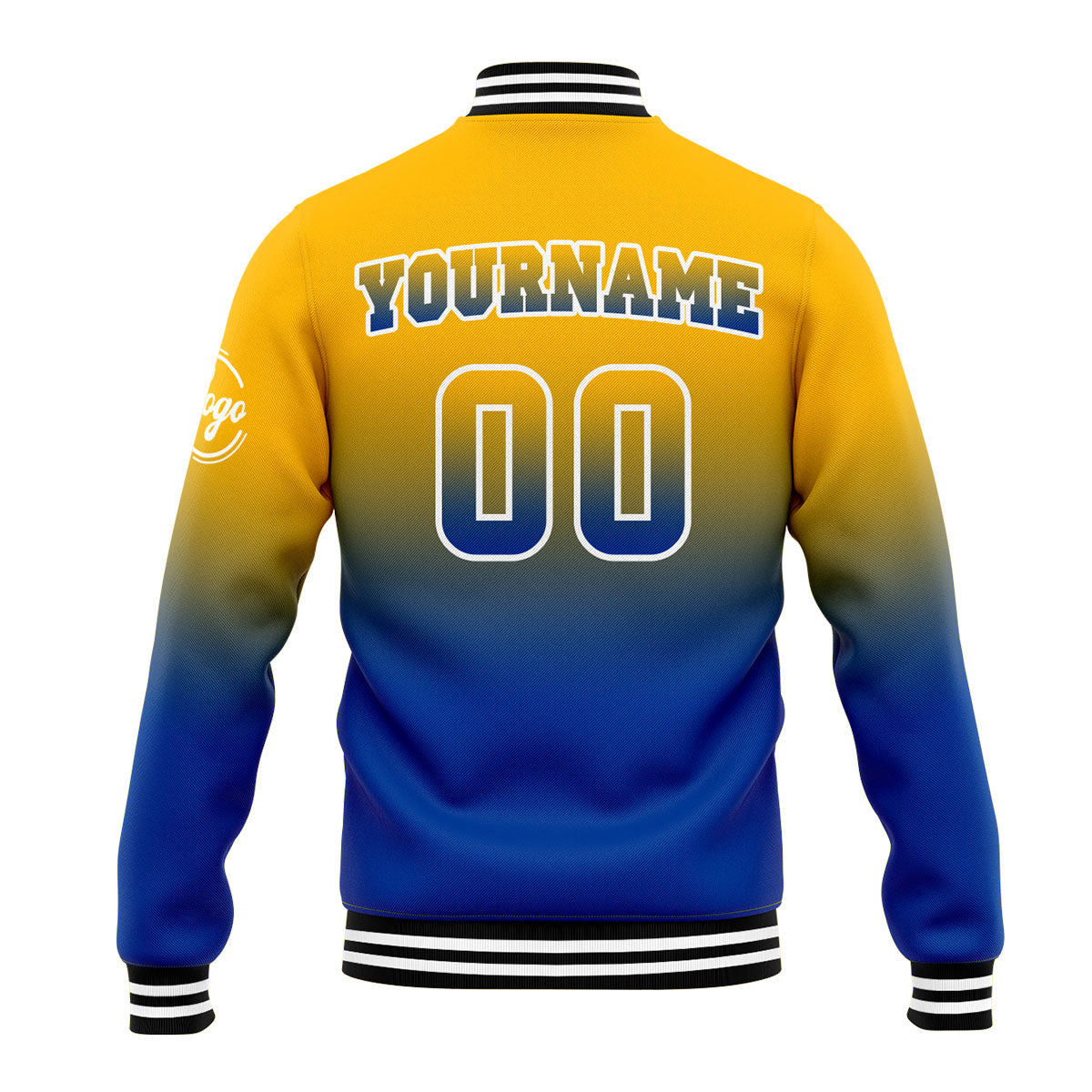 Chaqueta universitaria personalizada estilo Letterman para hombres-mujeres y jóvenes-color amarillo y azul