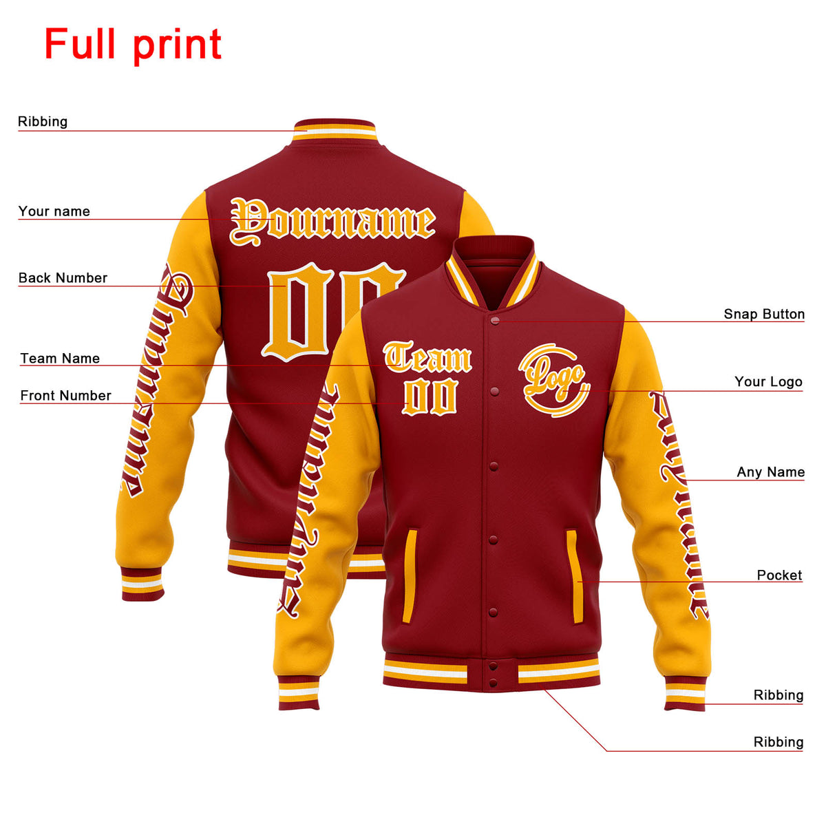Chaqueta universitaria personalizada estilo Letterman para hombres-mujeres y jóvenes-color rojo y naranja