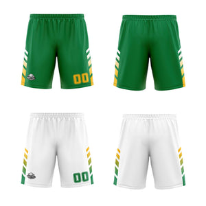 Traje de baloncesto reversible personalizado verde-blanco y amarillo para adultos y niños