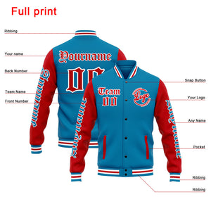 Chaqueta universitaria personalizada estilo Letterman para hombres-mujeres y jóvenes-color azul y rojo