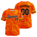 Camiseta de béisbol naranja con dise?o personalizado estampado a todo color