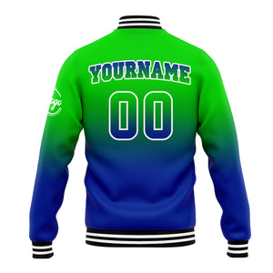 Chaqueta universitaria personalizada estilo Letterman para hombres-mujeres y jóvenes-color verde y azul