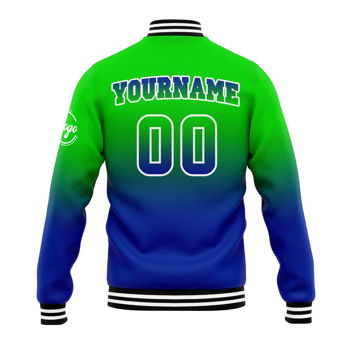 Chaqueta universitaria personalizada estilo Letterman para hombres-mujeres y jóvenes-color verde y azul