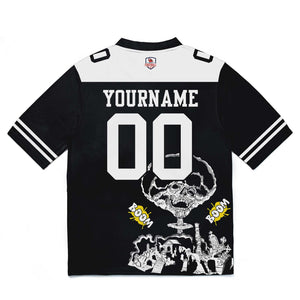 Camiseta de fútbol personalizada con nombre y número del equipo impresos y bordados-color negro